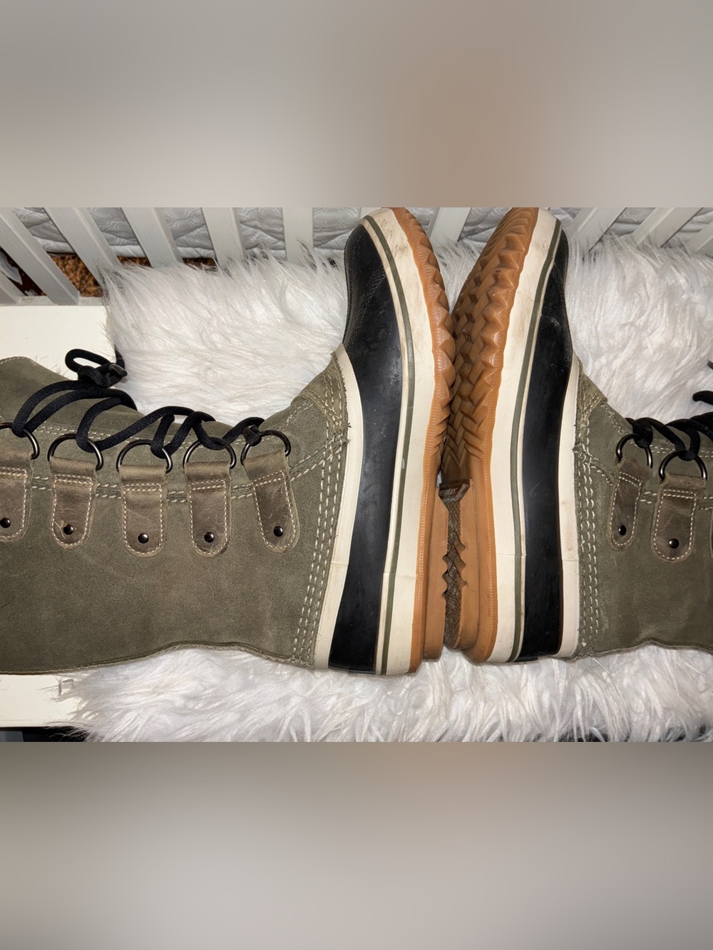 SOREL JOAN of ARCTIC Boots Green Suede/Rubber Snow Winter Sz 8 - Picture 4 of 13